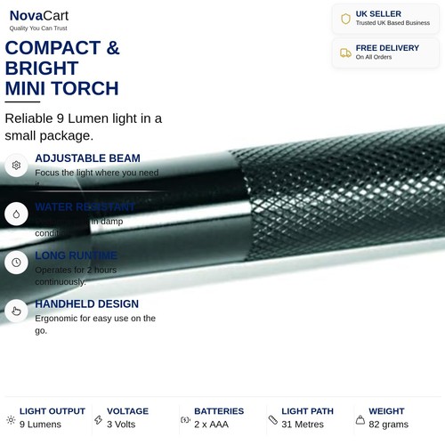 Black mini torch adjustable - torch,